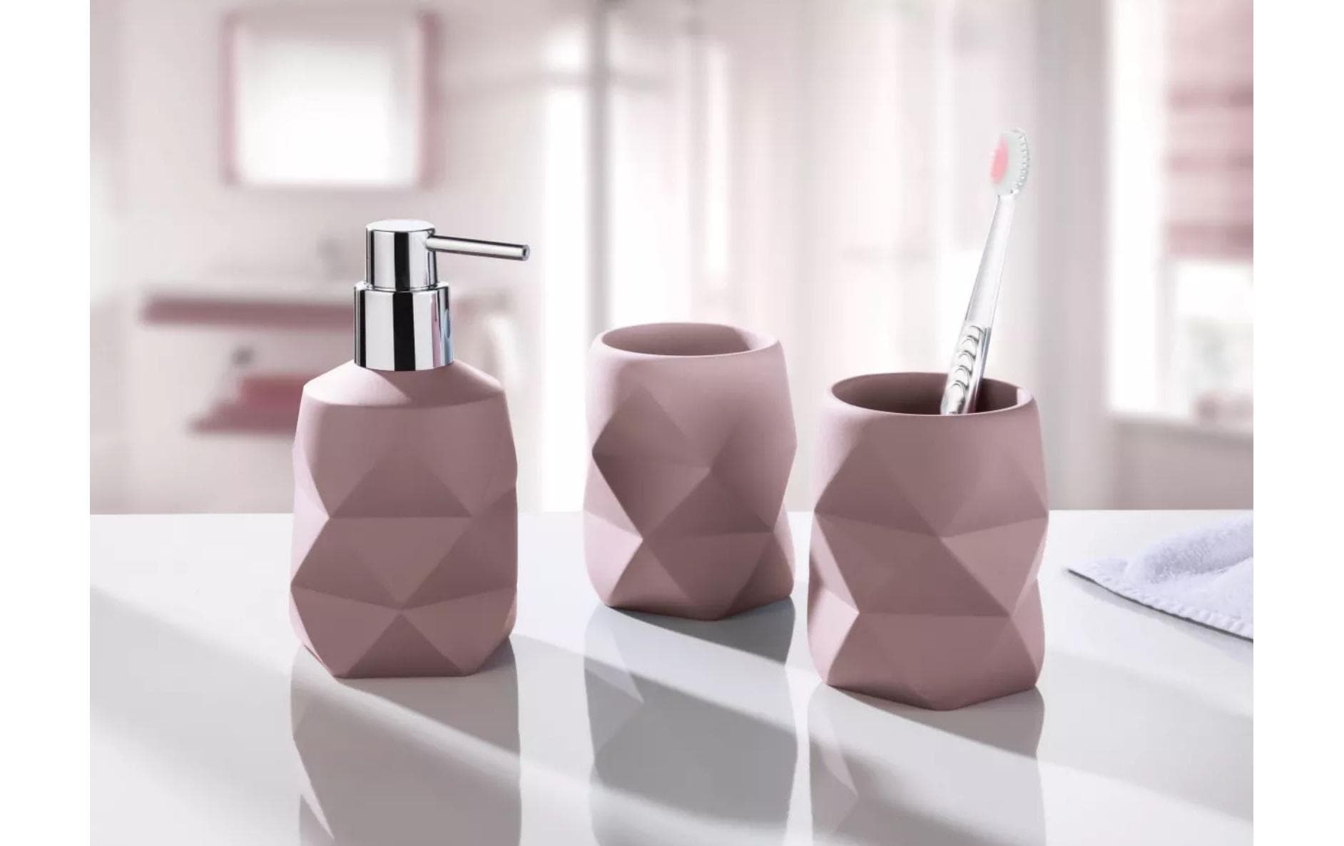 Kleine Wolke CRACKLE – WC-Bürstenset – Polyresin, Rosa, H 39 cm, Ø 10,6 cm