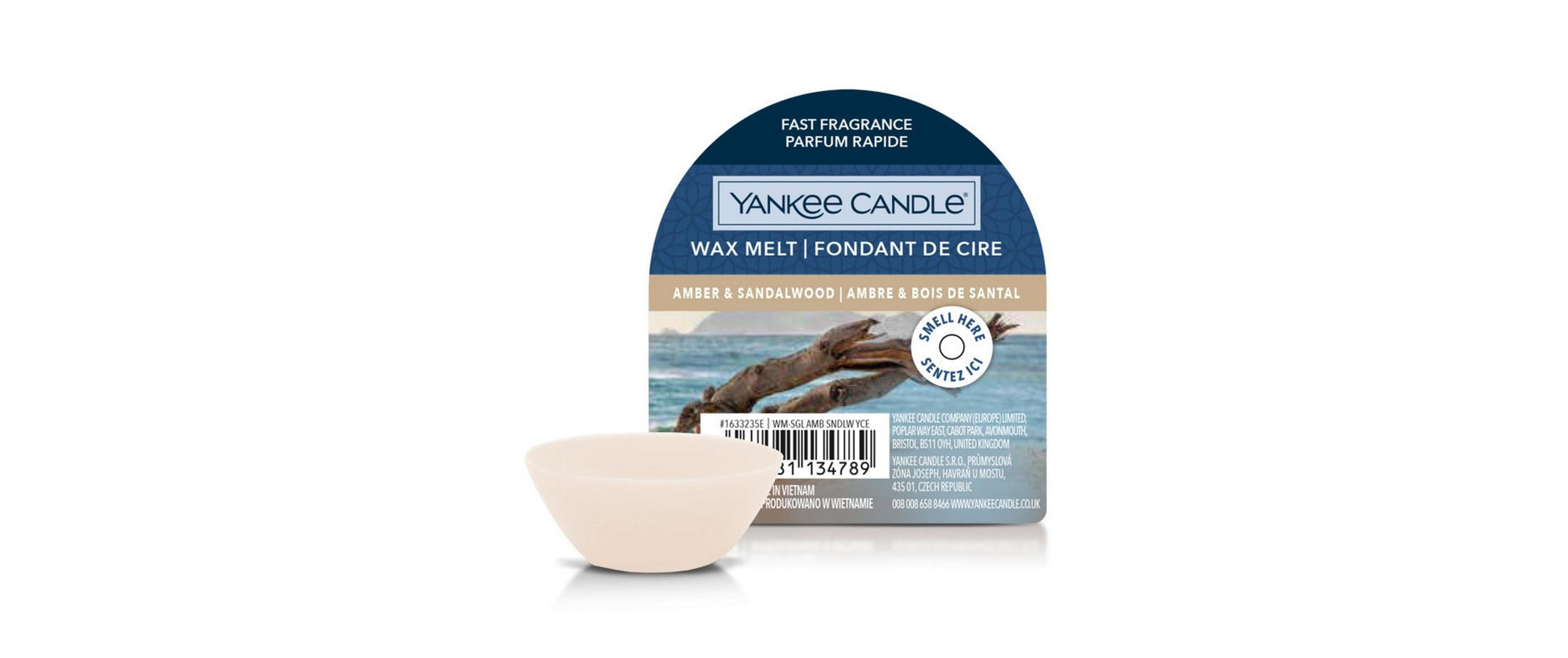 Yankee Candle Amber & Sandalwood – Duftwachsplättchen, rund, Ø 7 cm × 3 cm
