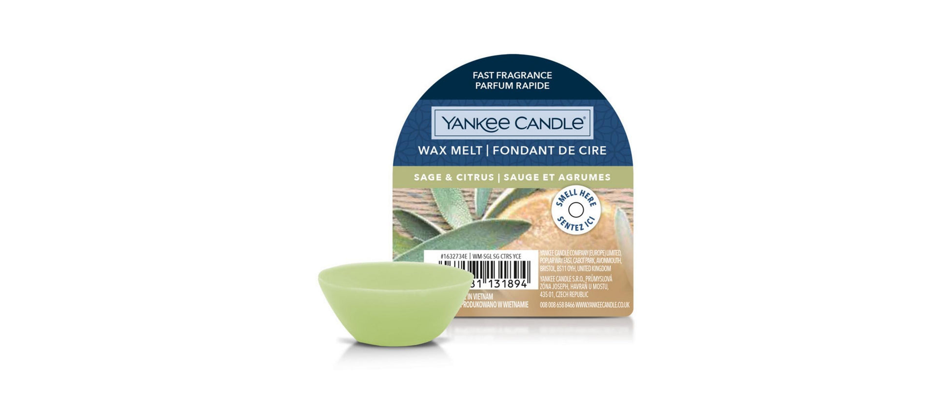 Yankee Candle Duftwachsplättchen – Salbei & Zitrus – Ø 6,7 × 7,3 cm – Grün