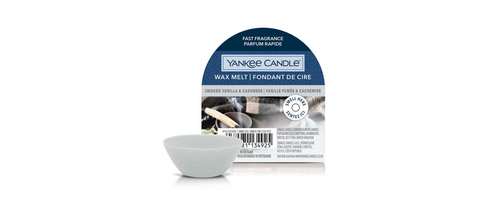 Yankee Candle Smoked Vanilla & Cashmere – Duftwachsplättchen, 1 Stück, rund, weiss
