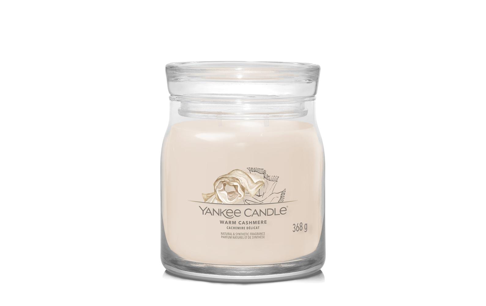 Yankee Candle Warm Cashmere – Duftkerze, Medium Jar, 50 h