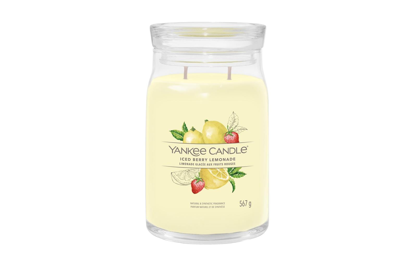 Yankee Candle Duftkerze Iced Berry Lemonade, gelb, Glas, Ø 9,4 cm, 15,7 cm, parfümiert, 1 Stück