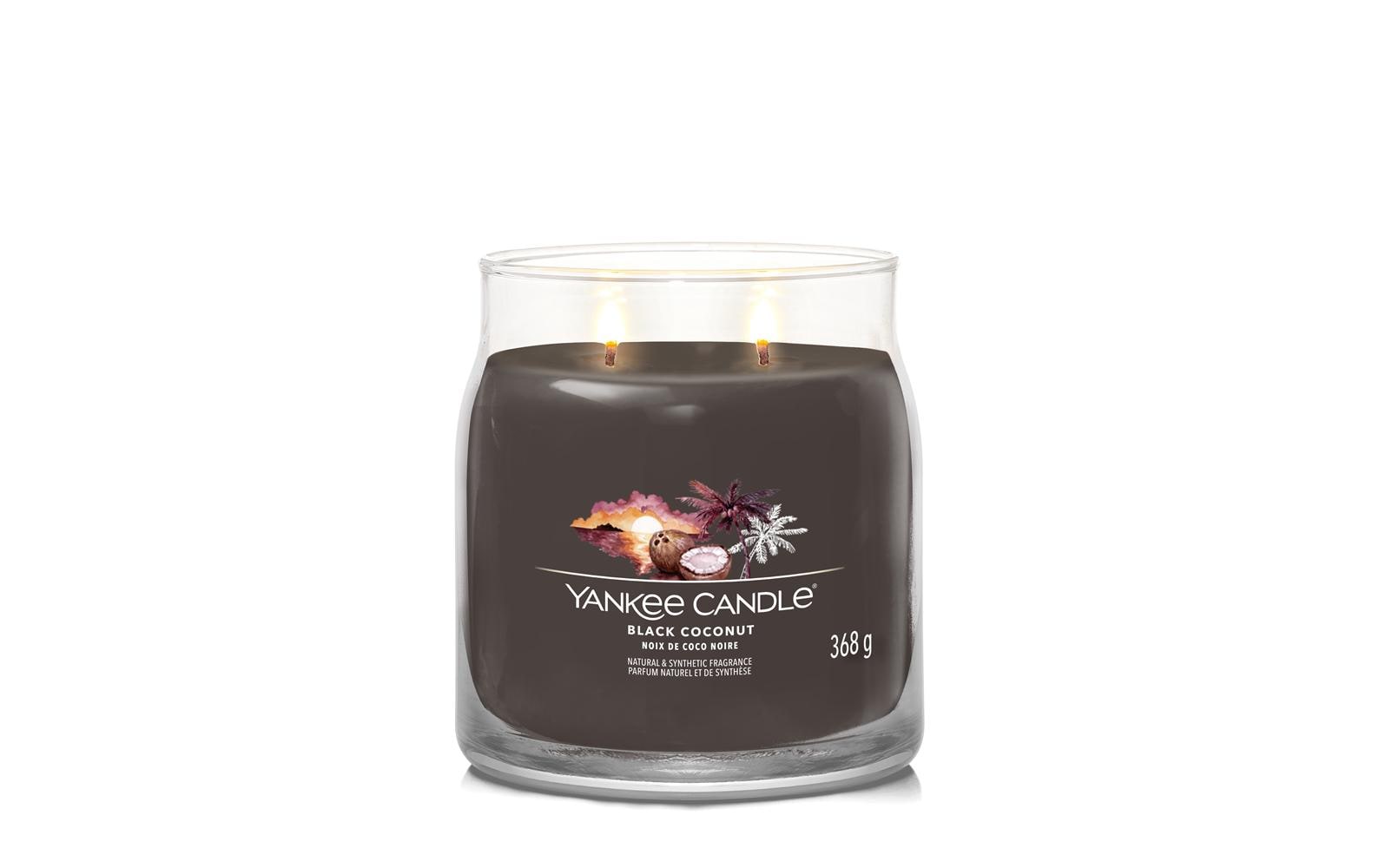 Yankee Candle Duftkerze – Black Coconut (Kokosnuss & Zedernholz) – Ø 9,3 × 11,4 cm – ca. 50 h
