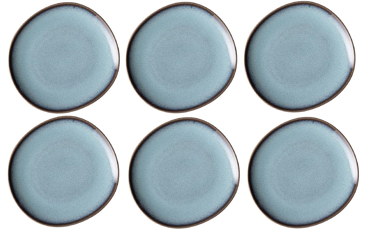 Villeroy & Boch Frühstücks- & Dessertteller – Steingut, Hellblau, Spülmaschinenfest, Mikrowellenfest, 6 Stück