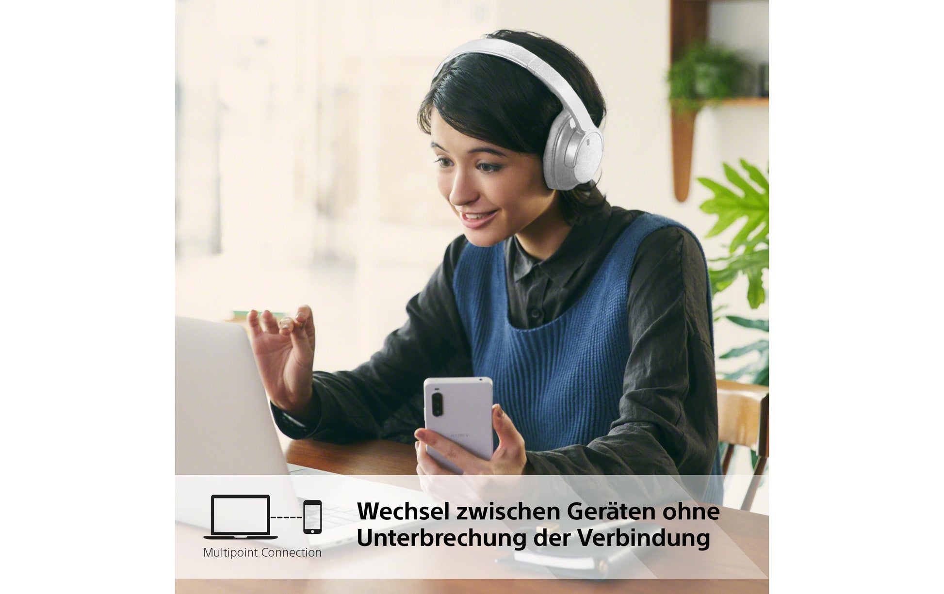 Sony WH-CH720N – Duo Headset – Bluetooth, ANC, USB-C, 3,5 mm – Weiss – bis 50 h