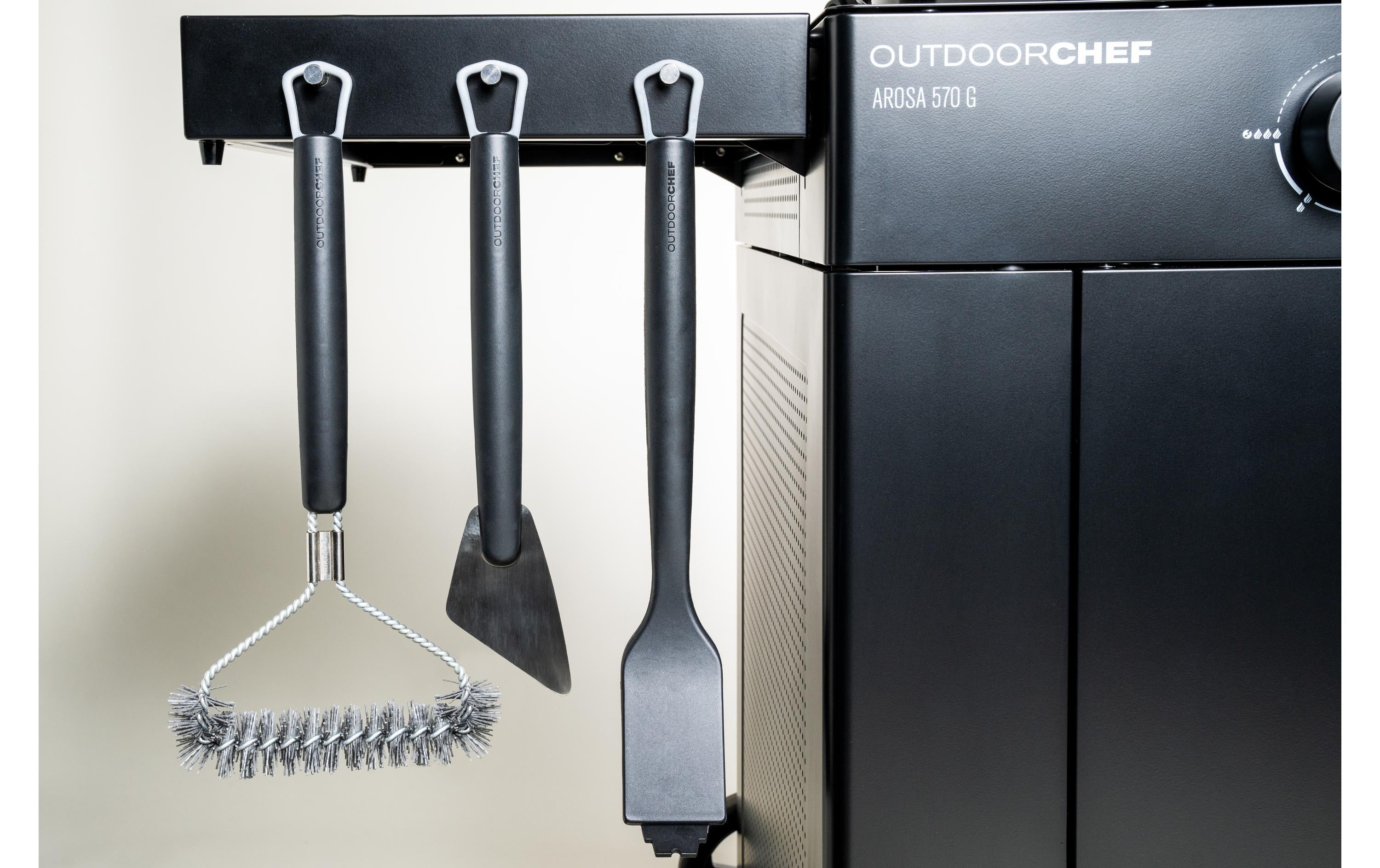 OUTDOORCHEF Trichter-Schaber – Metallschaber – 7,5 × 3,2 × 36,5 cm – silber