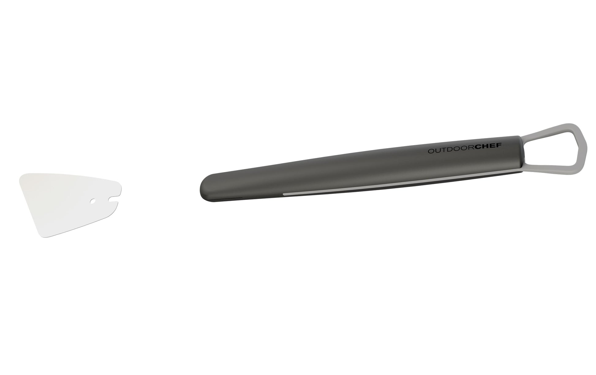 OUTDOORCHEF Trichter-Schaber – Metallschaber – 7,5 × 3,2 × 36,5 cm – silber