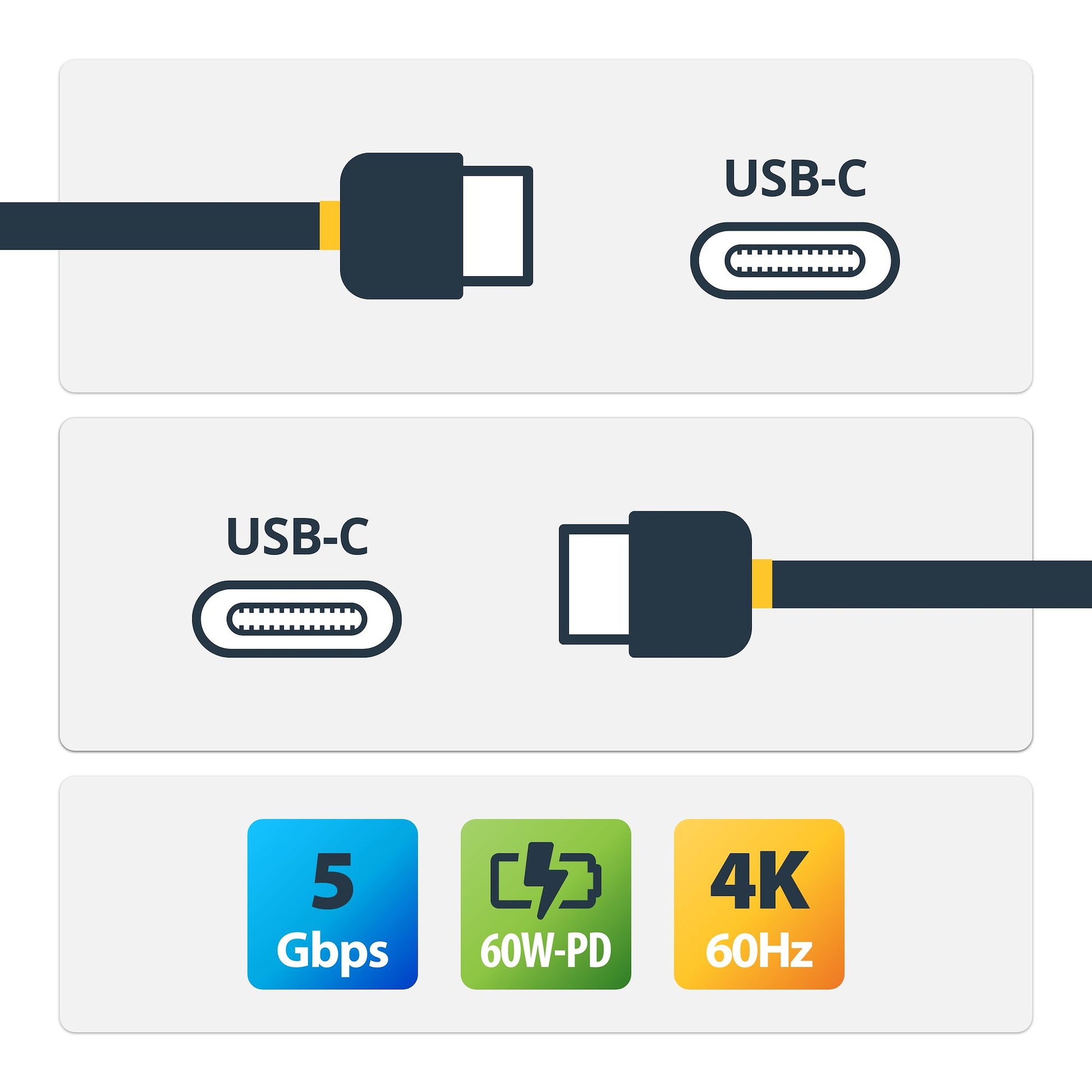 StarTech.com USB-C-Kabel – 60 W Power Delivery, 2 m, USB 3.2 Gen 1 (5 Gbit/s)