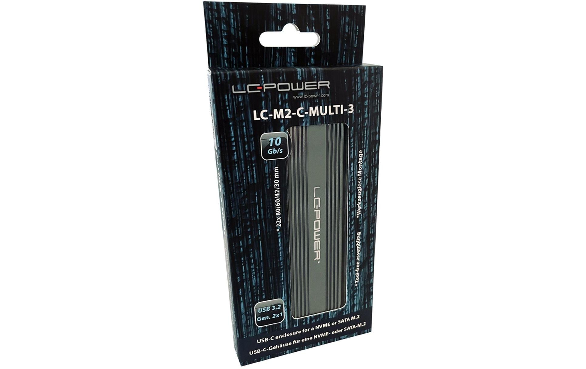 LC-Power LC-M2-C-MULTI-3 – 1-Schacht SSD-Gehäuse – für M.2 (NVMe/SATA)