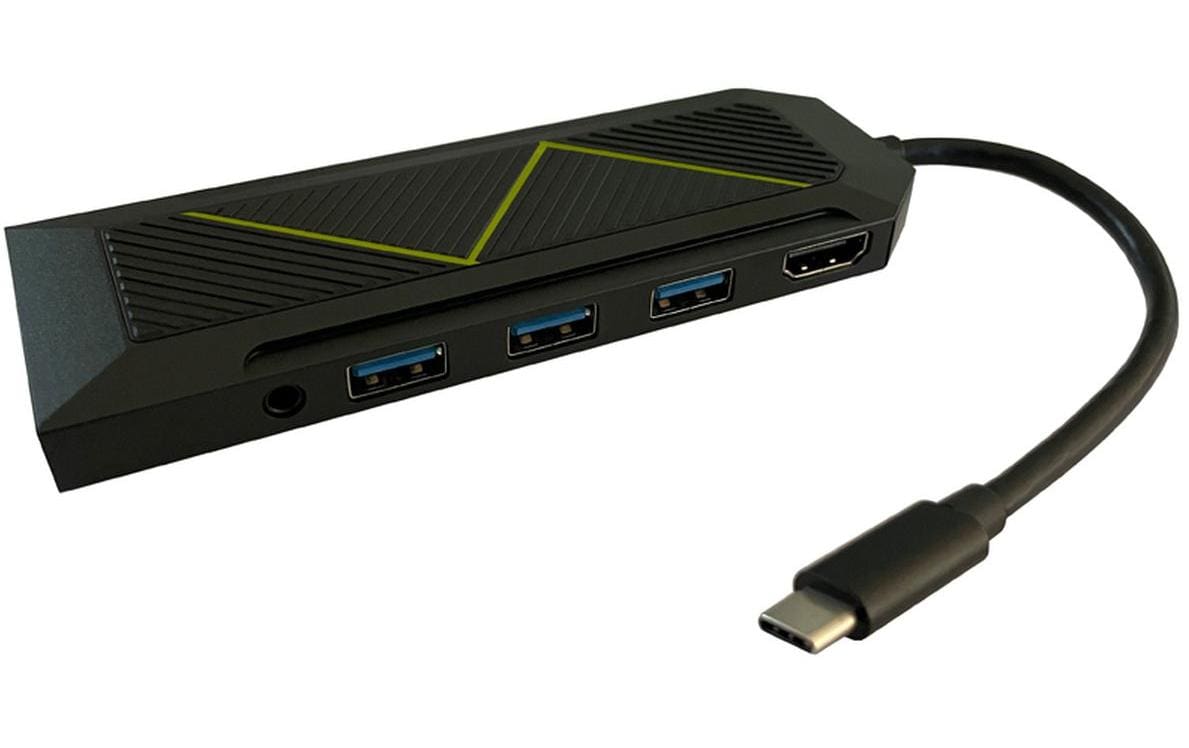 LC-Power MULTI-6-RGB Multiport-Adapter – USB-C, 1× HDMI, 3× USB-A, 1× USB-C, 100 W PD, GbE, SD/microSD