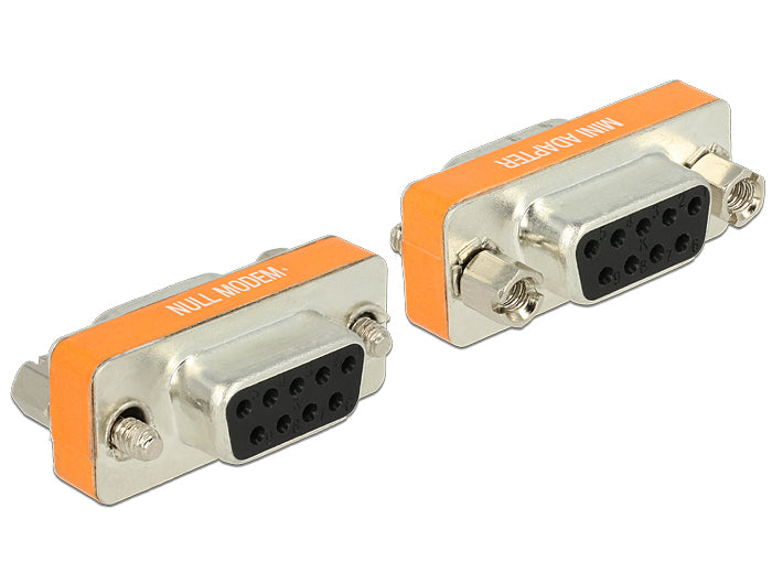 DeLOCK 65570 Nullmodem-Adapter DB9 Buchse zu DB9 Buchse – RS-232, Goldkontakte, Silber