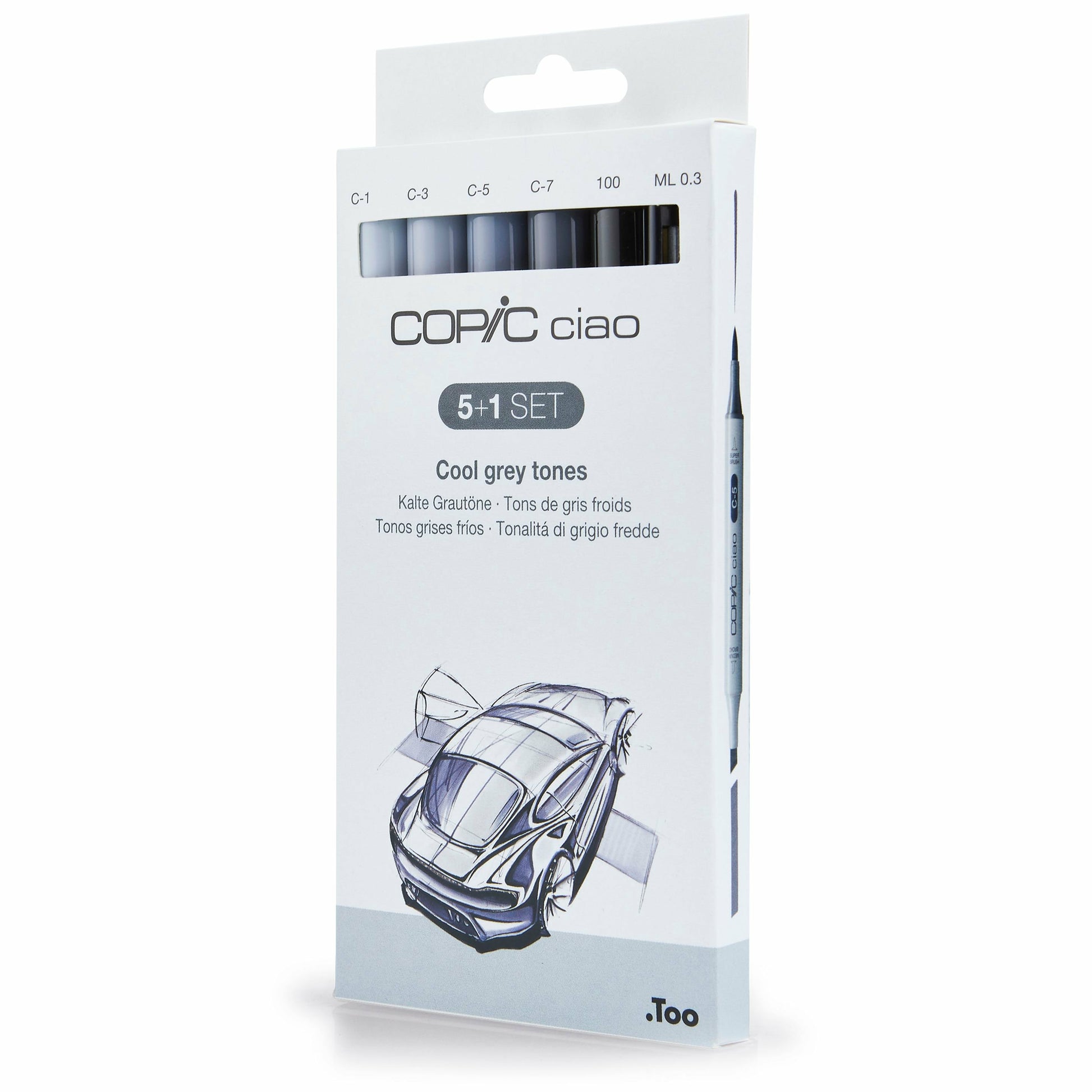 Copic Ciao Permanentmarker – Keil-/Pinselspitze – Coole Grautöne (grau, hellgrau), 6er-Set