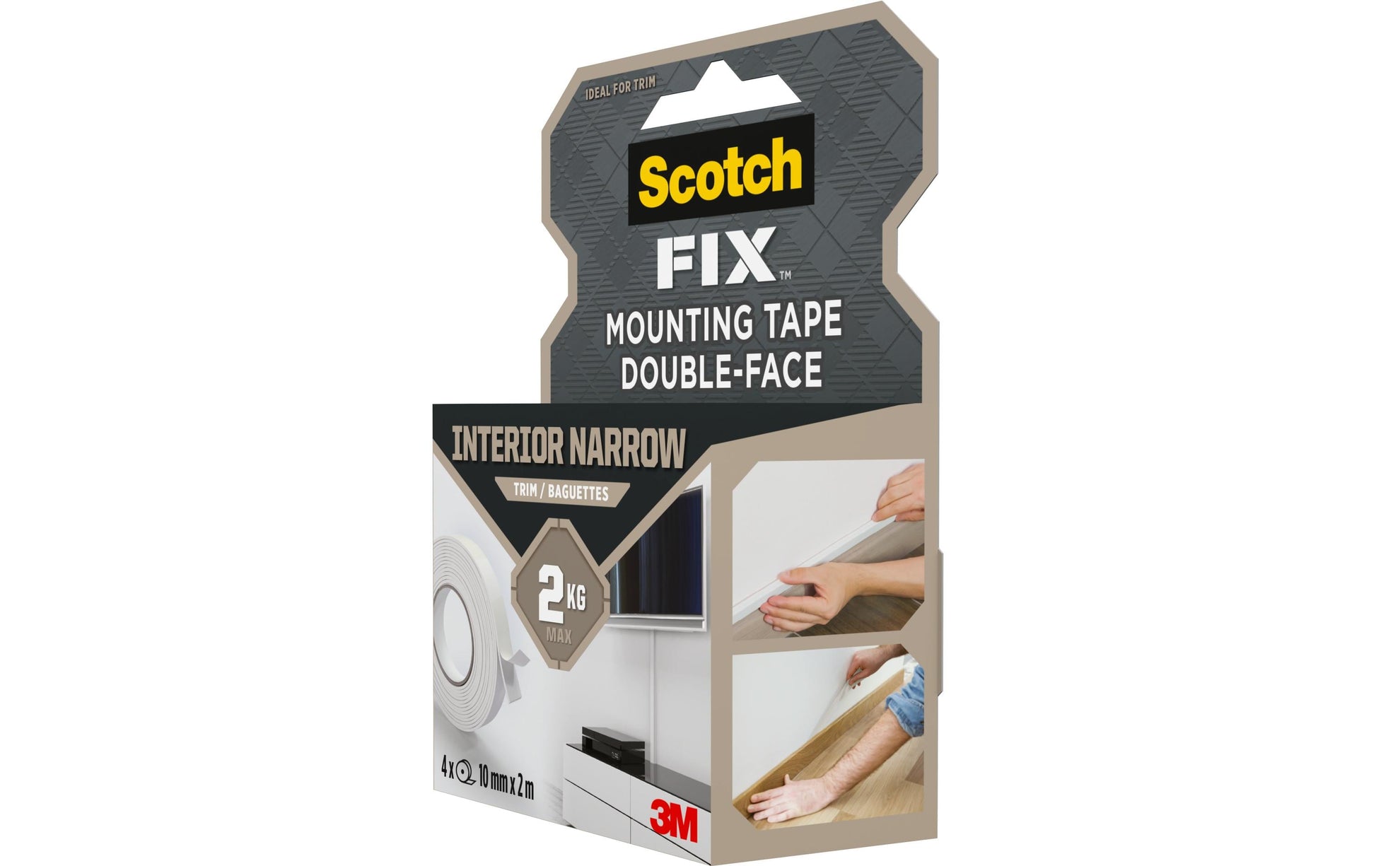 Scotch Montageband – 10 mm × 2 m, weiss, für Kunststoff, Innen, stark haftend