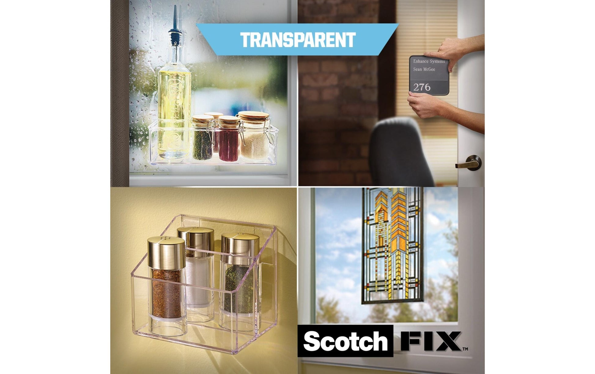 Scotch Montageband Fix, stark, für den Innenbereich, für glatte Oberflächen – 19 mm × 1,5 m, transparent, bis 1 kg/20 cm