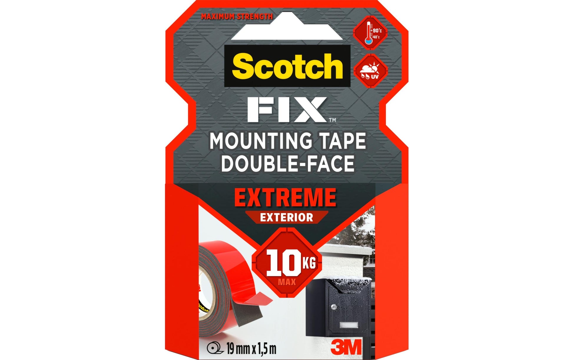 Scotch Montageband Extreme Exterior, extra stark, für Aussen, für glatte Oberflächen – 19 mm × 1,5 m, grau