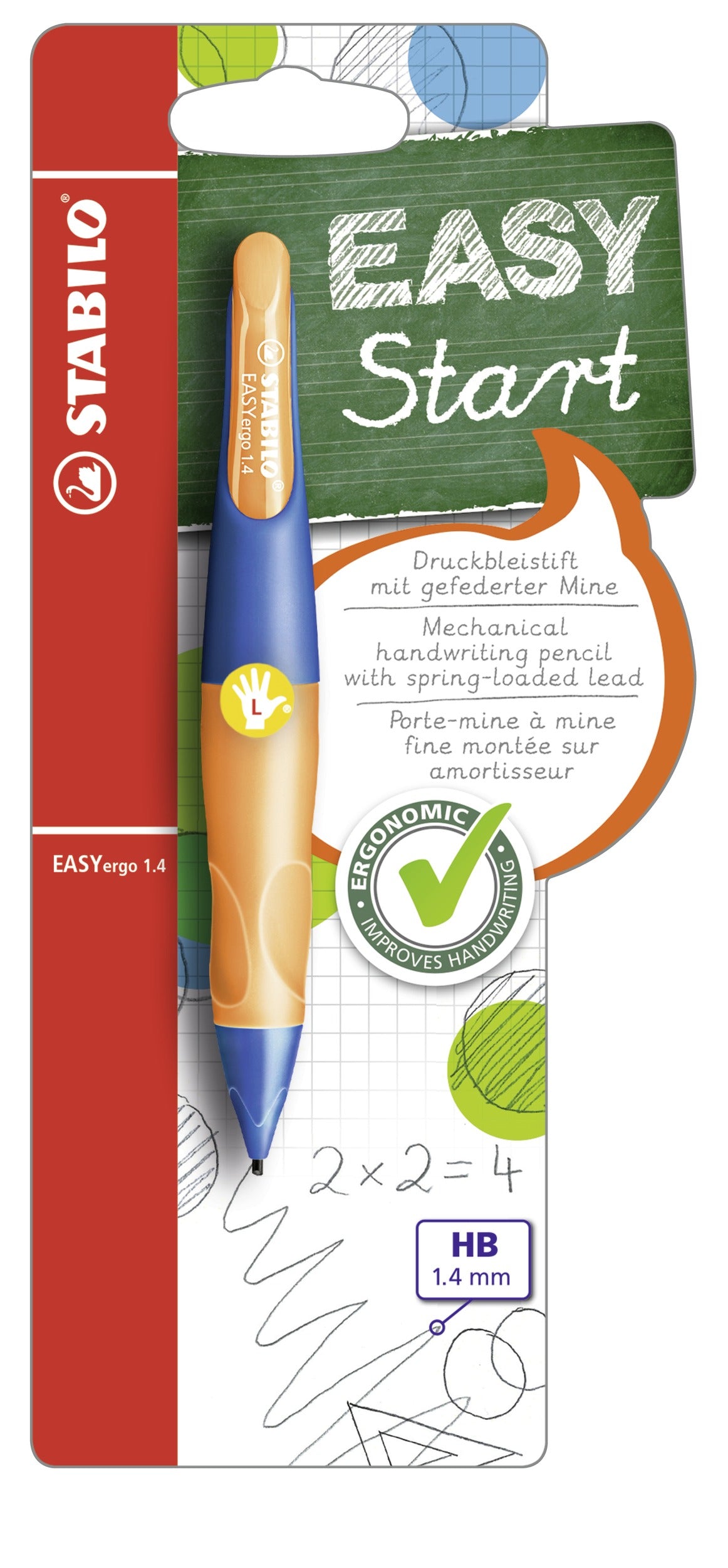 Stabilo EASYergo Start Druckbleistift – 1,4 mm, für Linkshänder, Ultramarinblau/Neonorange