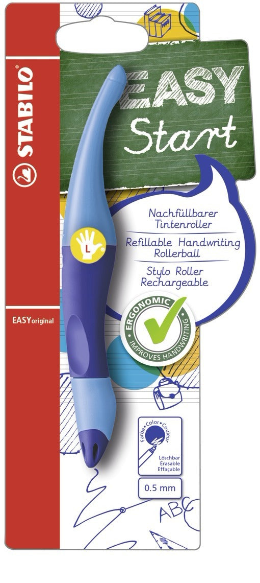 STABILO EASYoriginal Start – Tintenroller mit Kappe, 0,5 mm, Blau, für Linkshänder, 1er Blister