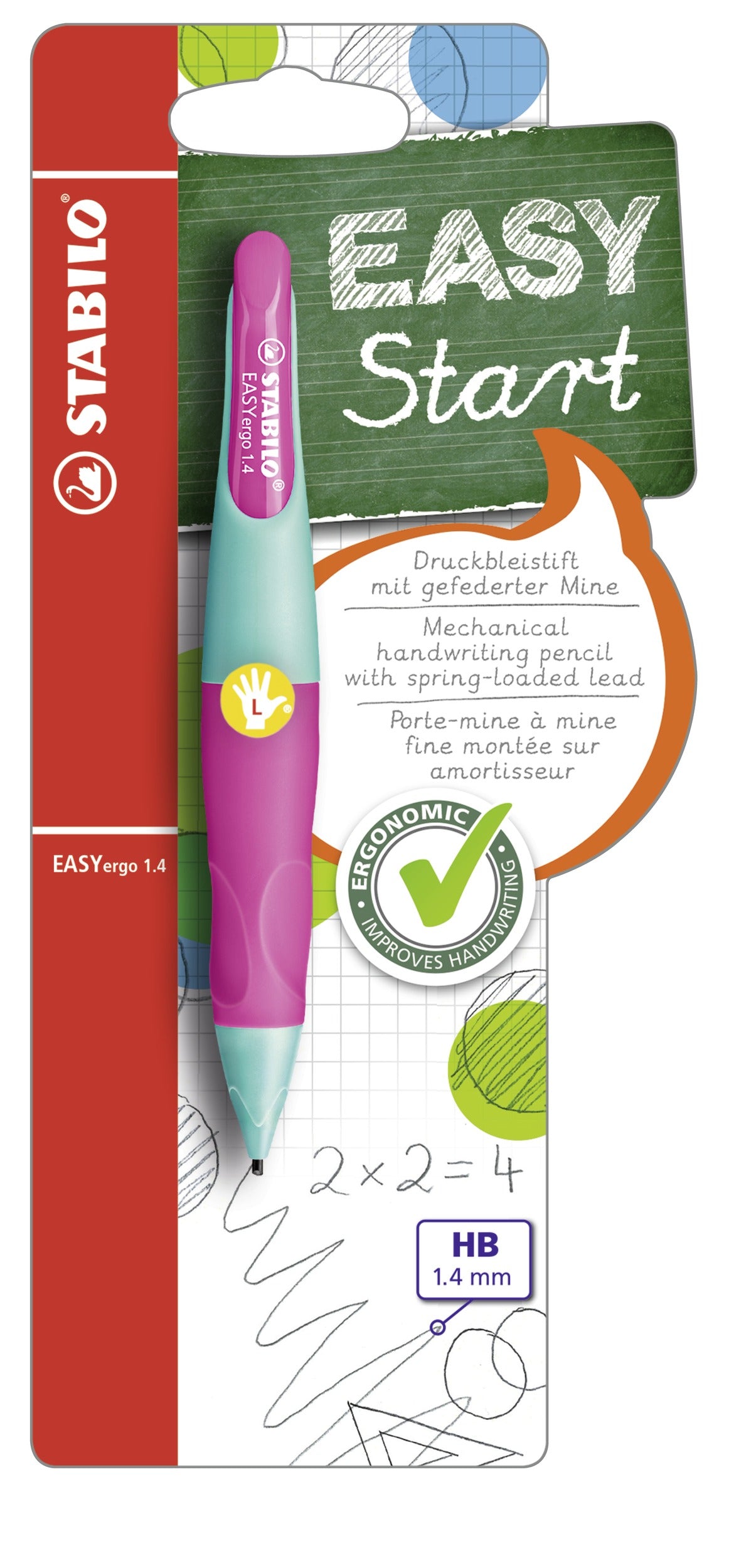 Stabilo EASYergo Start Druckbleistift – 1,4 mm, für Linkshänder, türkis/neonpink