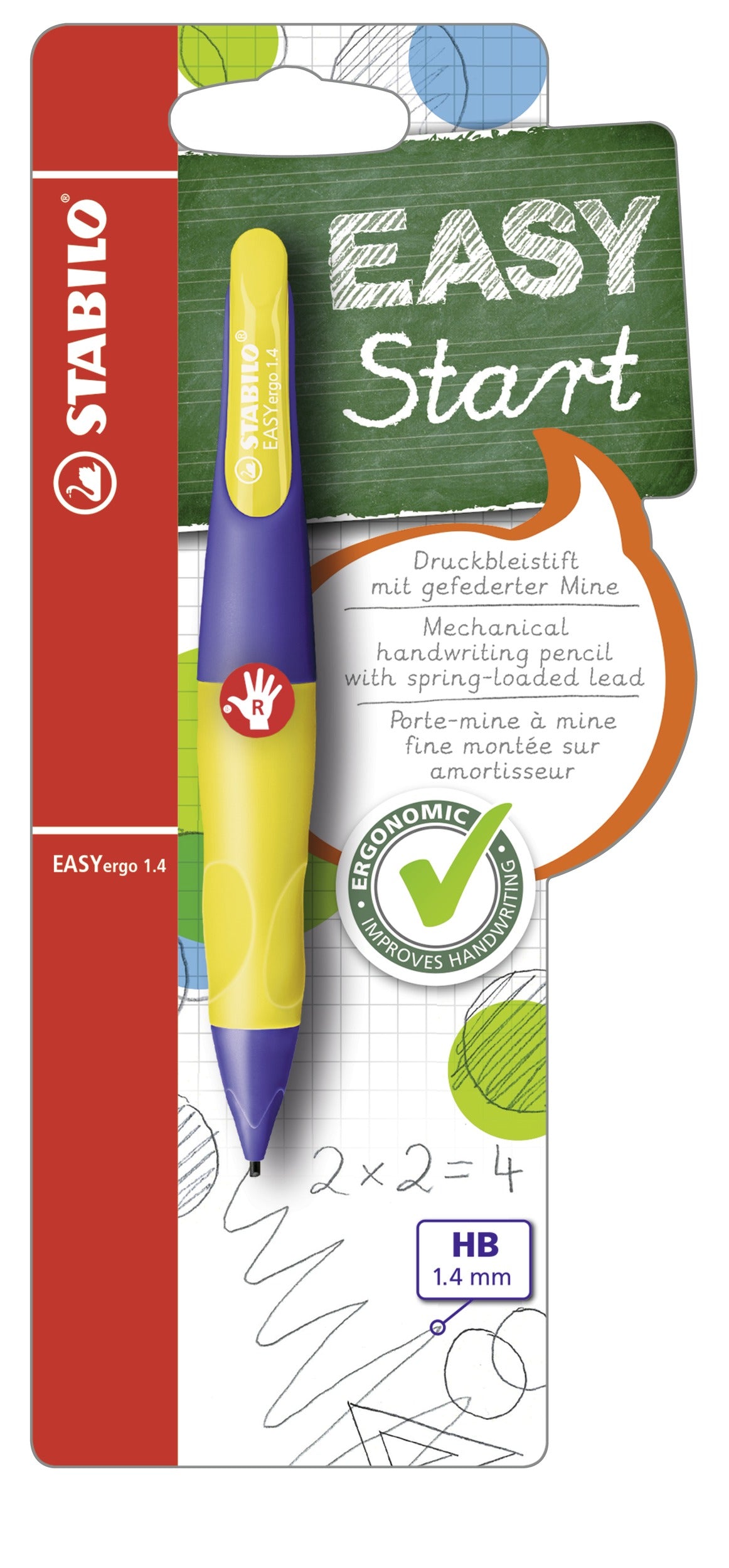 Stabilo EASYergo Start Druckbleistift – 1,4 mm, für Rechtshänder, Violett/Neongelb