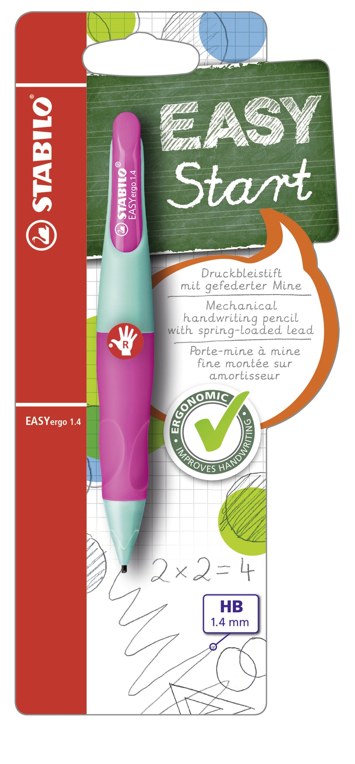 Stabilo EASYergo Start Druckbleistift – 1,4 mm, für Rechtshänder, türkis/neonpink