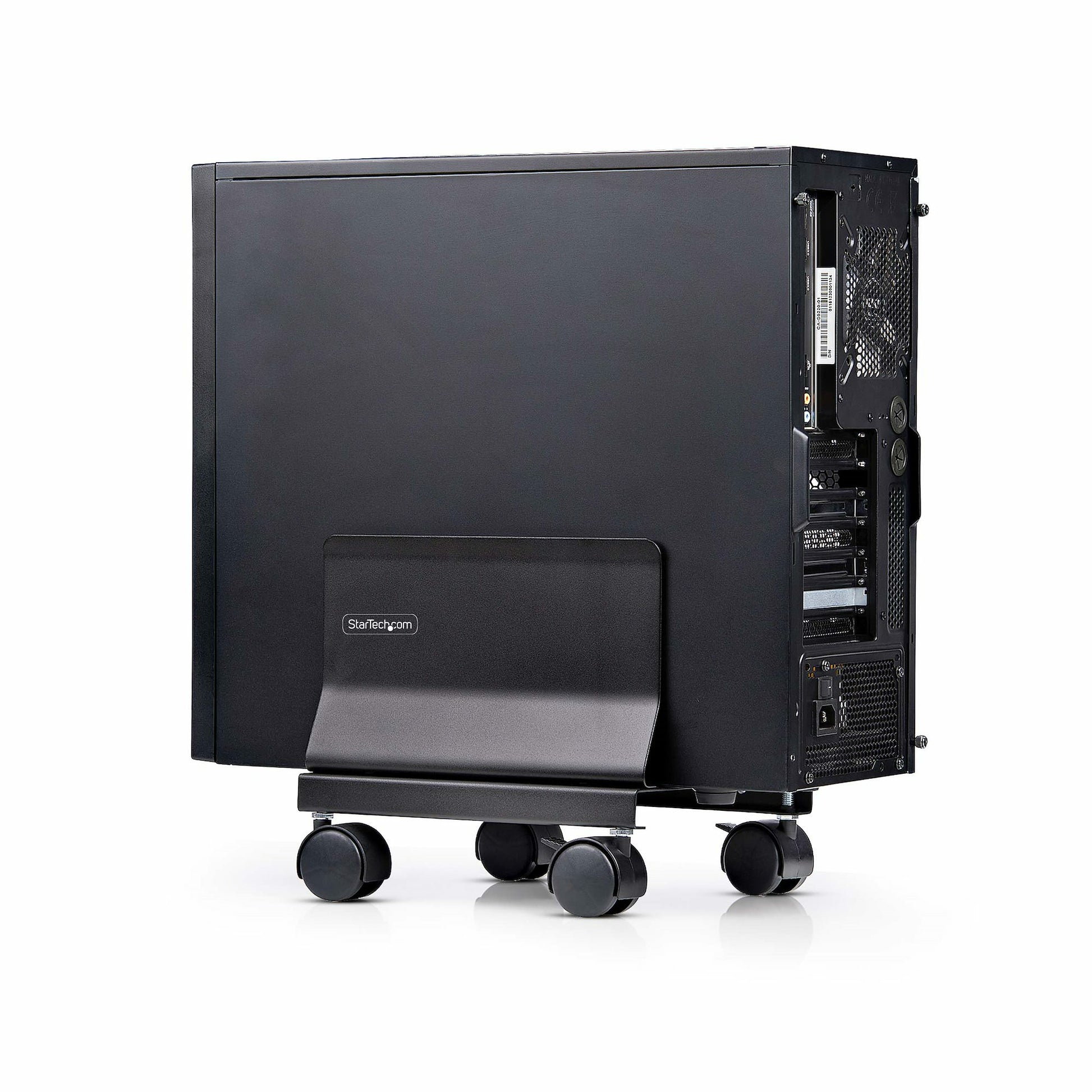 StarTech.com Gerätewagen – für Tower – 21 kg Tragkraft, einstellbare Breite 132–220 mm, 4 Rollen – Schwarz