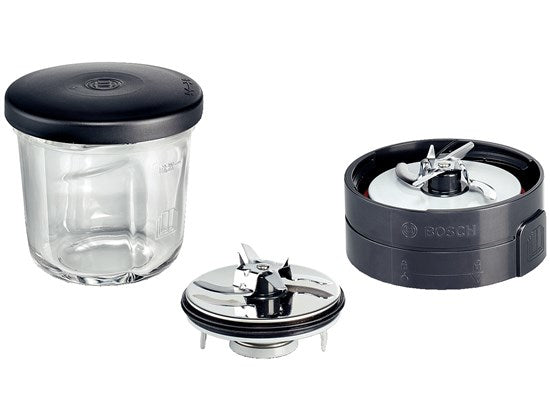 Bosch Glasbehälter, 14,5 × 16,5 × 25,5 cm, Edelstahl – für MUM4, MUM5, MUMX, MUZ45XCG1