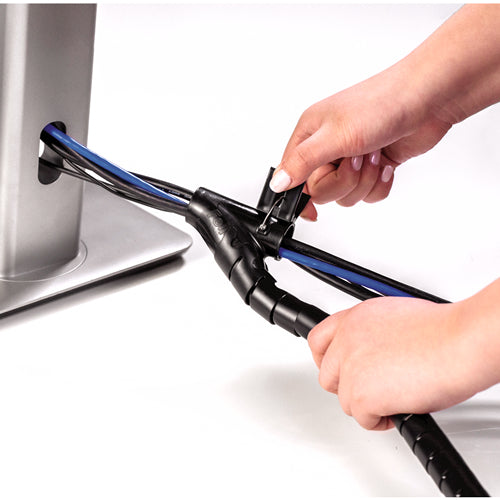 Fellowes CableZip 99439 Kabelführung – Länge 2 m, zuschneidbar, schwarz, für Kabel bis Ø 20 mm