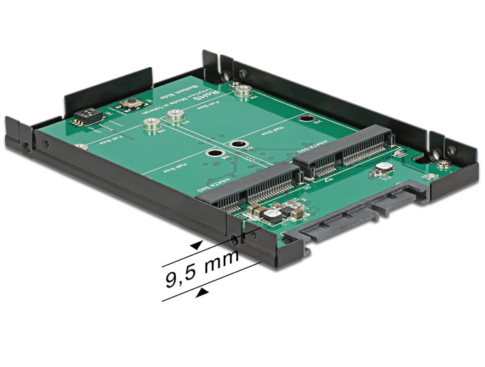 DeLOCK 62594 Adapterplatine mSATA zu SATA 22-Pin – 2,5", 6 Gbit/s, RAID 0/1, JBOD, Asmedia ASM1092R