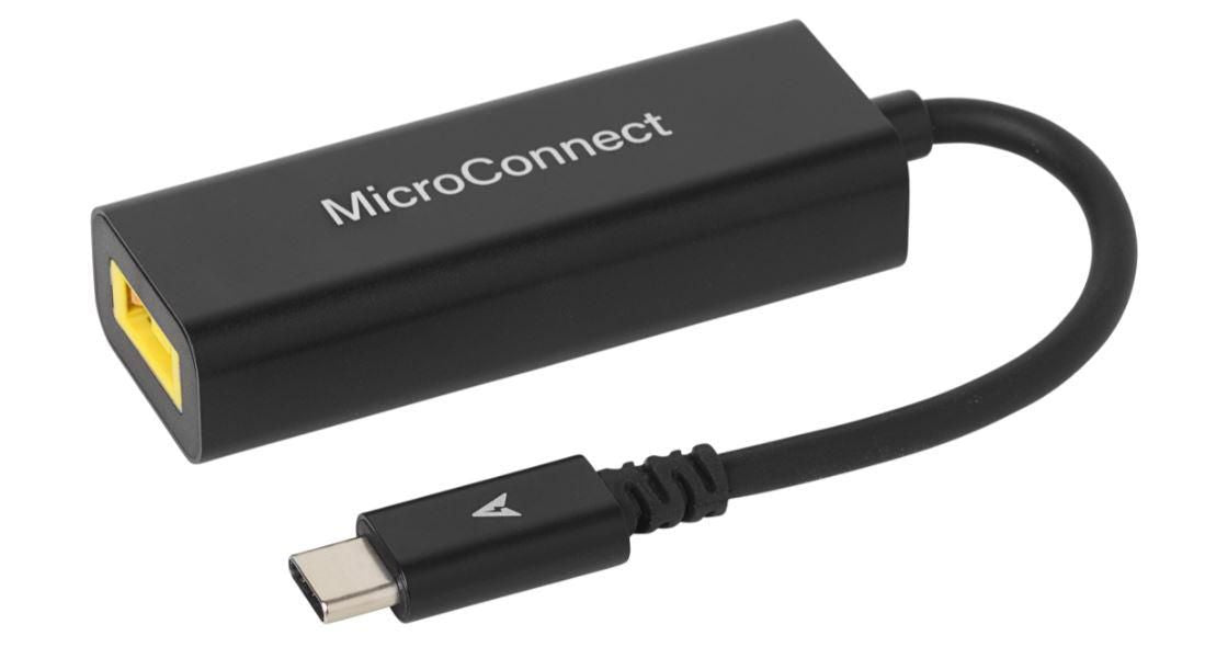 Microconnect USB-C zu Lenovo (Quadratischer Stecker) Netzteil-Adapter – 45 W (20 V 2,25 A), 5/9/12/15 V 3 A – Schwarz