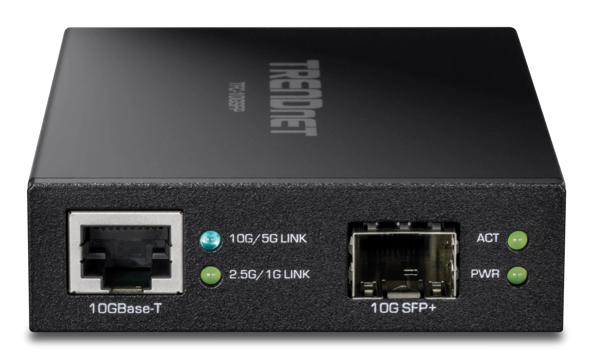 Trendnet TFC-10GSFP – Medienkonverter 10GBASE-T zu SFP+ – 1× 10GBASE-T RJ-45, 1× SFP+, schwarz