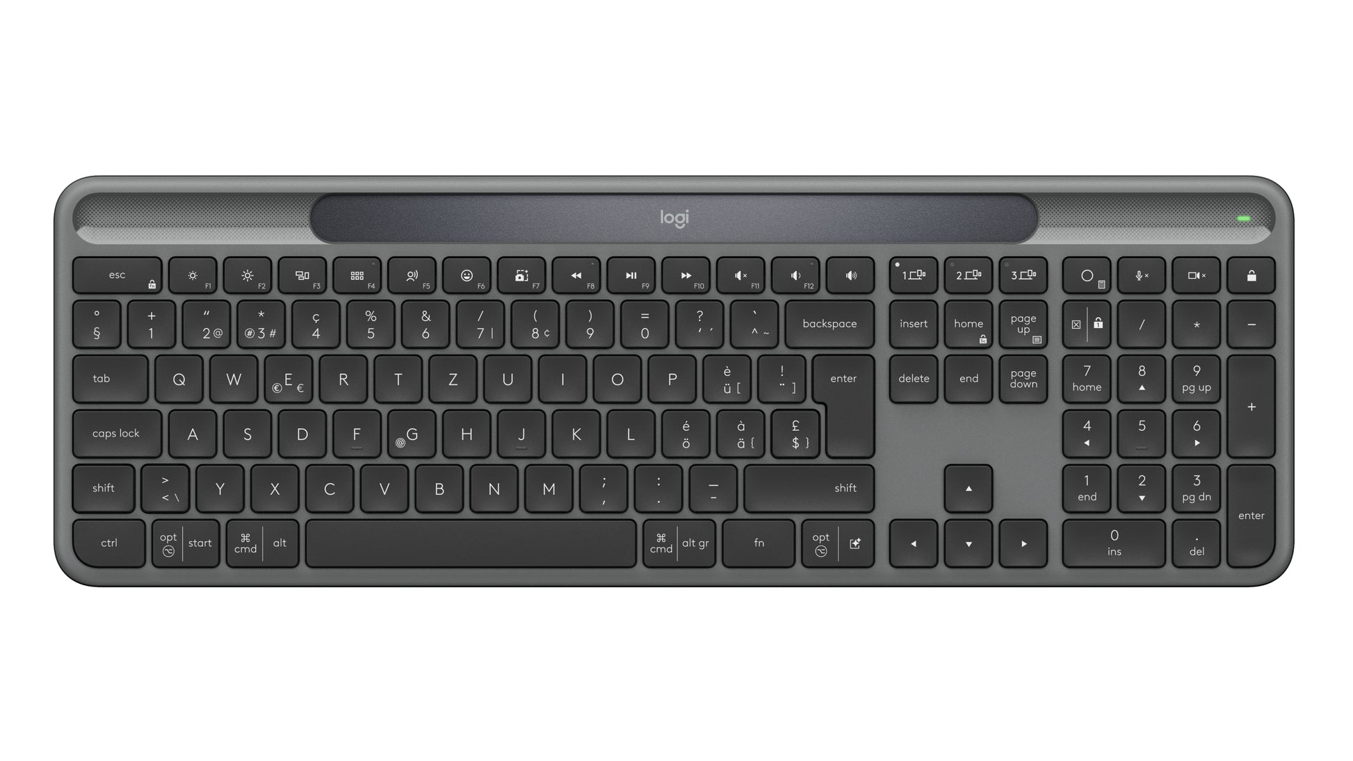 Logitech Signature Slim Solar+ K980 – Tastatur – Bluetooth & 2,4 GHz – QWERTZ (CH) – Graphit