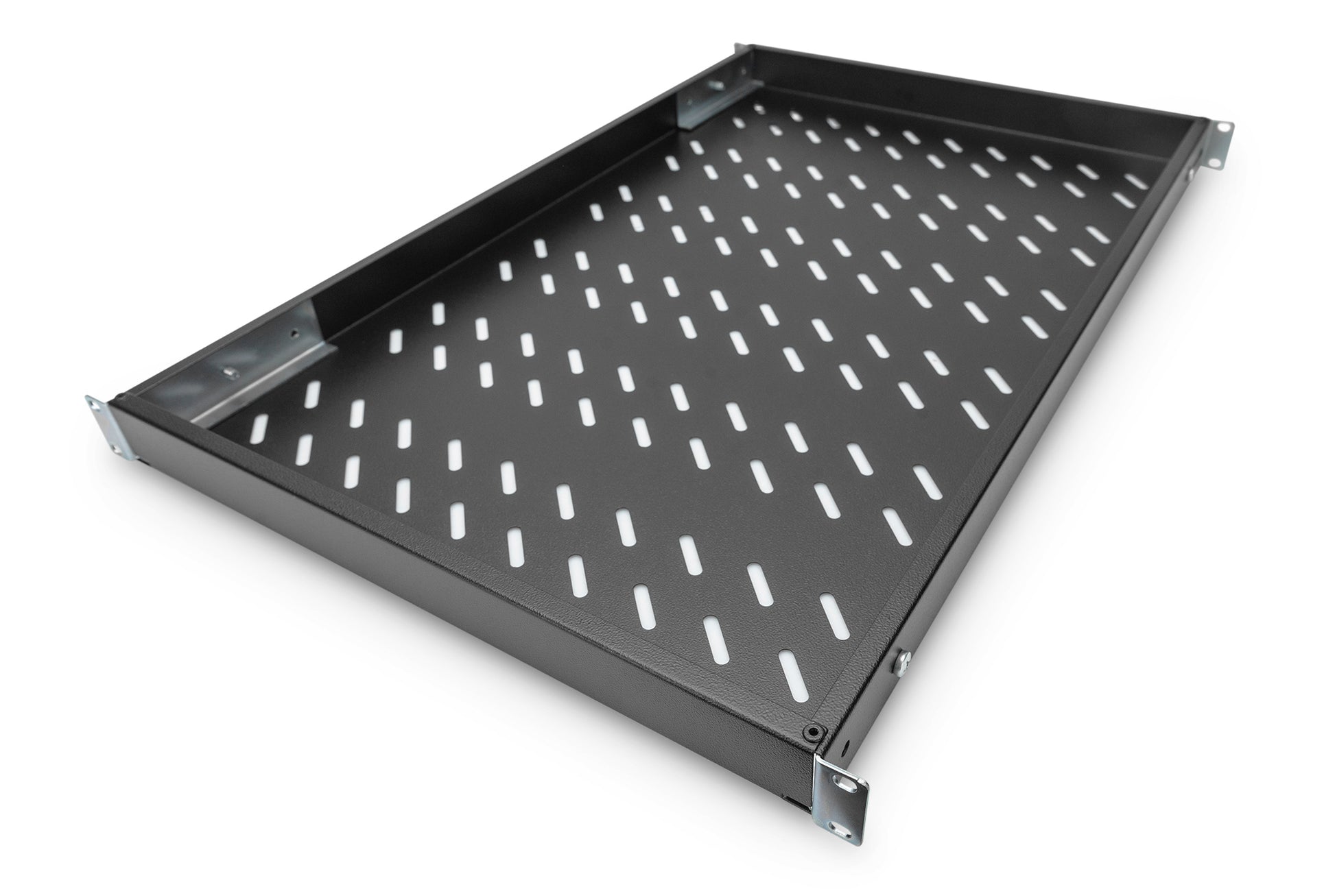 Digitus 19" Fachboden – 1U, Tiefe 700–1180 mm, 50 kg, Schwarz