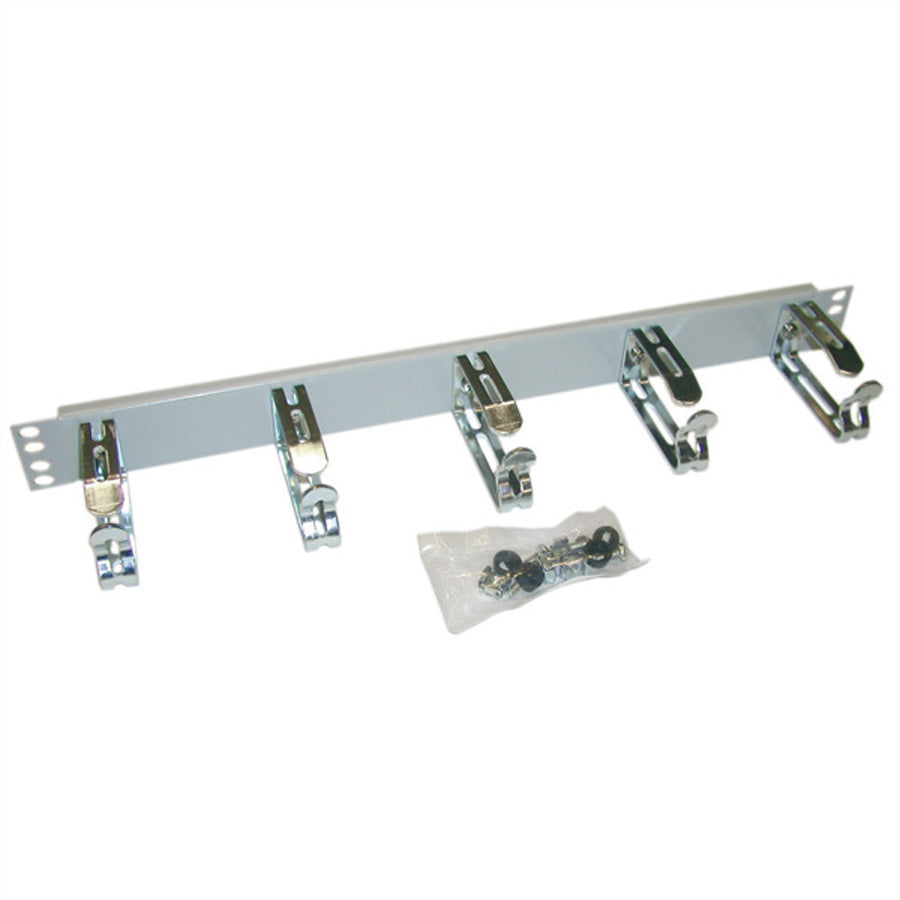 Apranet 19" Kabelführung (1 HE), 5 Metall-Kabelösen, Schwarz (RAL 9005)