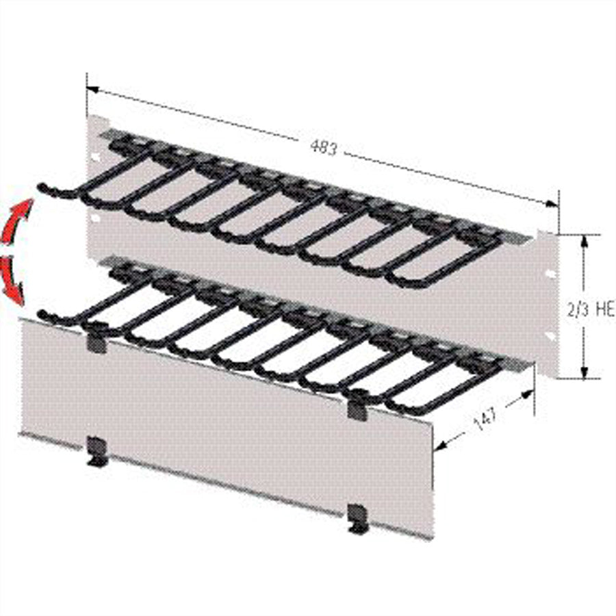 apraNET 19"-Kabelmanager – Kabelführung – 19" Rack, 3 HE, Klappblende, Schwarz