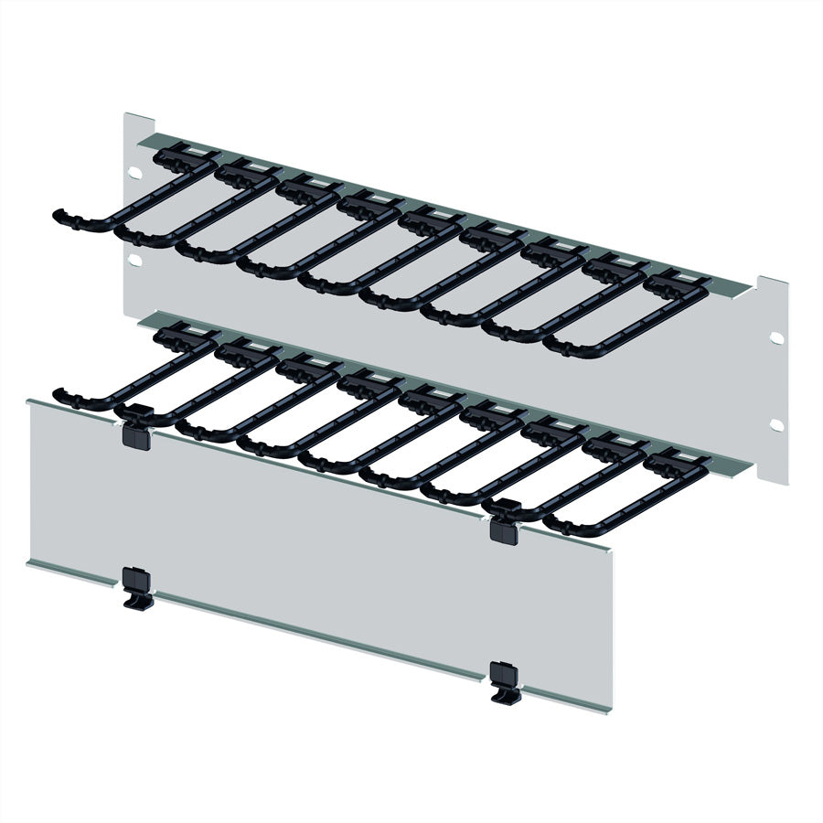 apraNET 19"-Kabelmanager – Kabelführung – 19" Rack, 3 HE, Klappblende, Schwarz