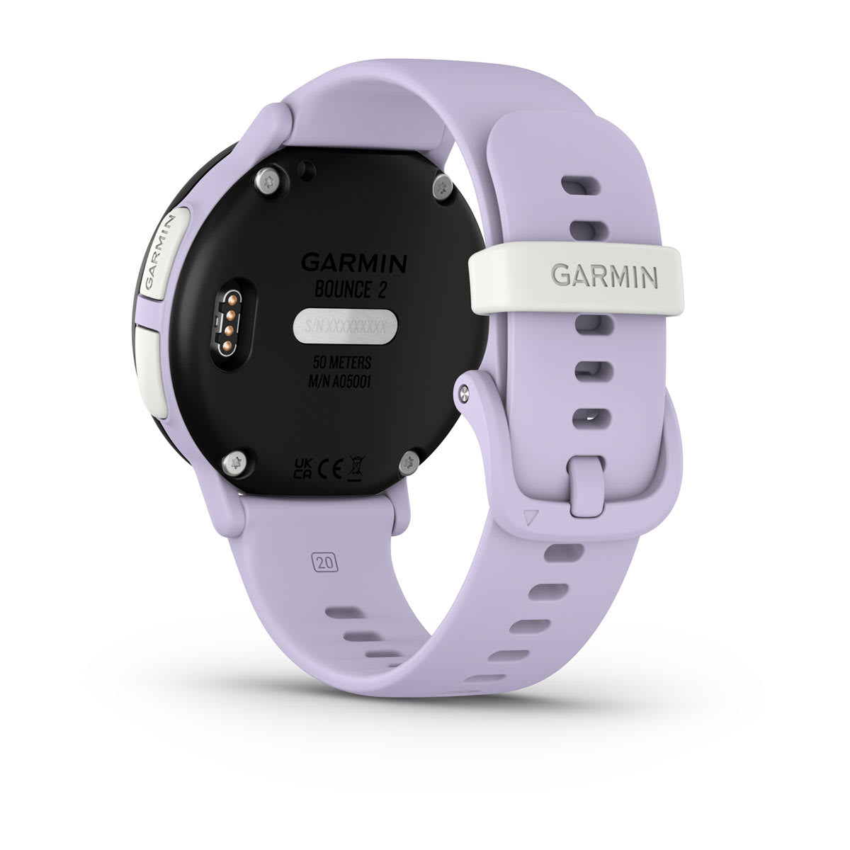Garmin Bounce 2 43 mm GPS + Cellular – Polymer Violett, Sportarmband, Hellviolett, 50 m, für Android, iPhone