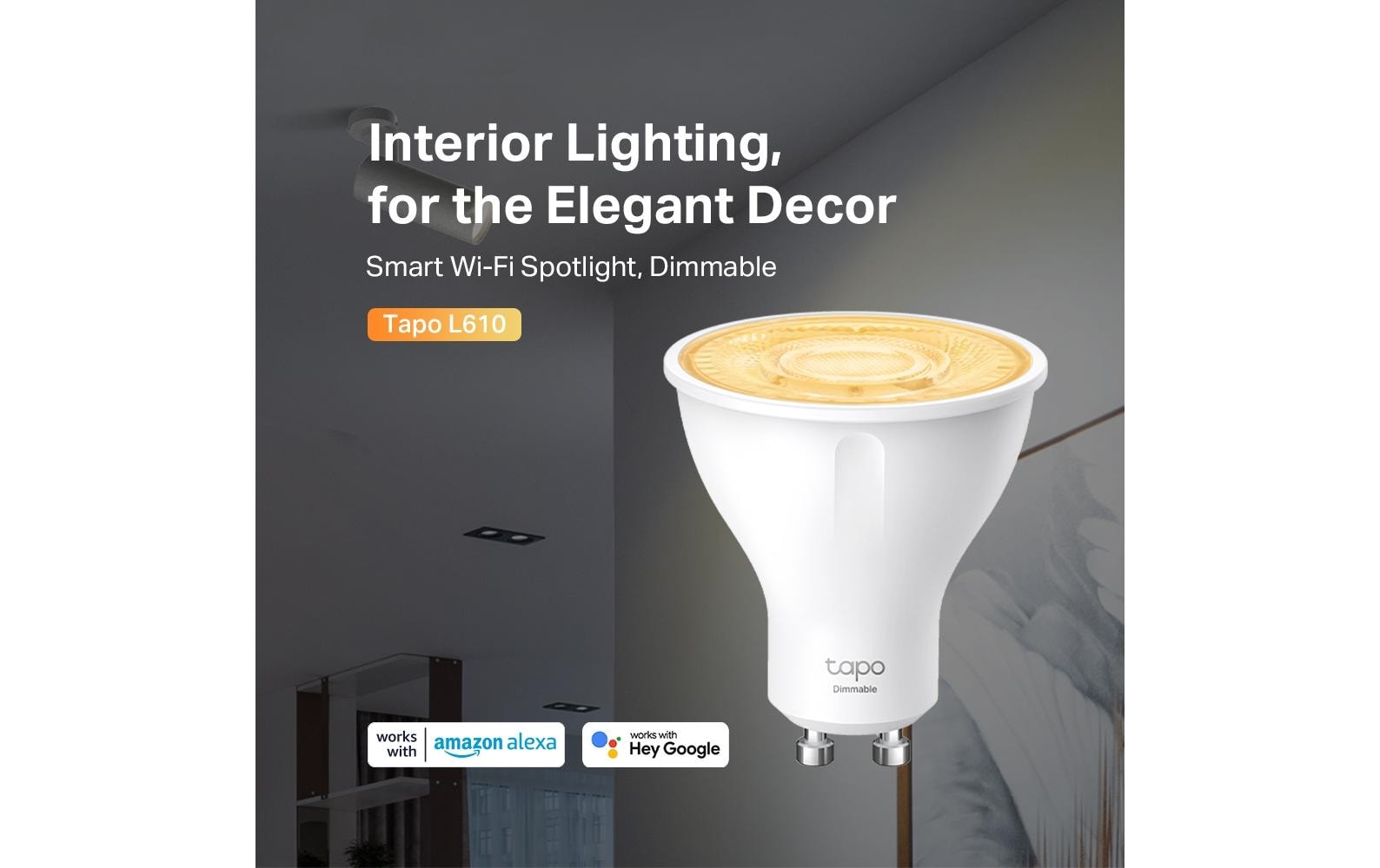 TP-Link LED-Leuchtmittel Tapo L610 4er-Set – WLAN, Amazon Alexa, dimmbar – 2700 K – 350 lm 2,9 W GU10 – Weiss
