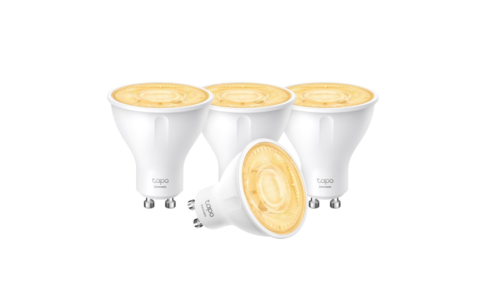 TP-Link LED-Leuchtmittel Tapo L610 4er-Set – WLAN, Amazon Alexa, dimmbar – 2700 K – 350 lm 2,9 W GU10 – Weiss