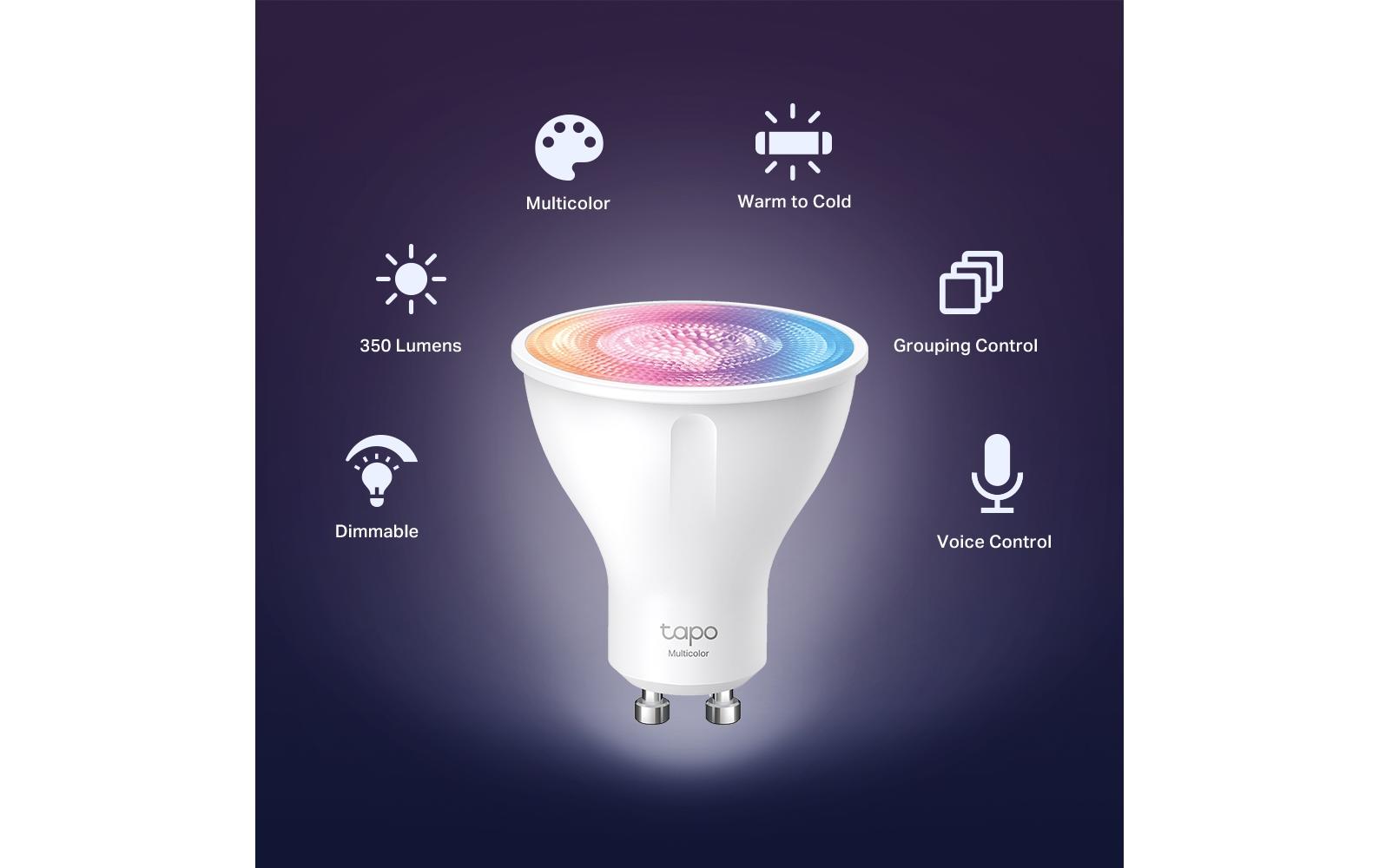 TP-Link Smart-LED GU10 Tapo L630 – WLAN, Alexa & Google, dimmbar – 2200–6500 K – 350 lm 3,7 W – weiss