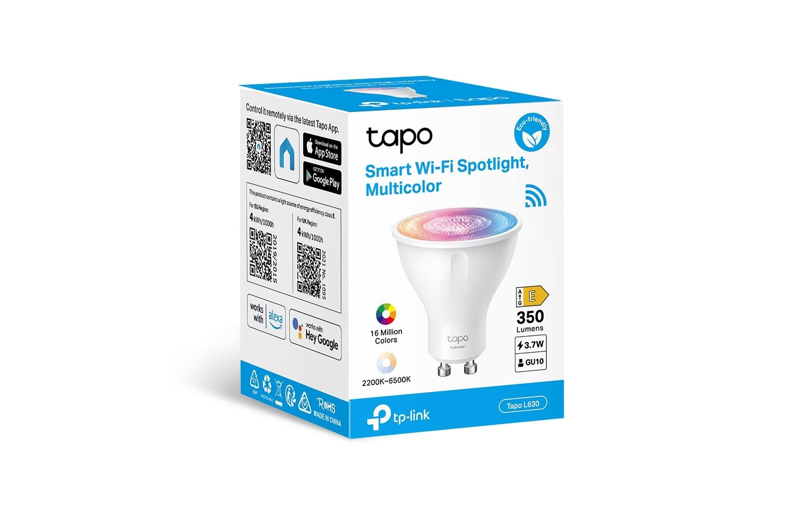 TP-Link GU10 LED Tapo L630 2er-Set – WLAN, Alexa & Google, dimmbar – 2200–6500 K – 350 lm, 3,7 W – Weiss