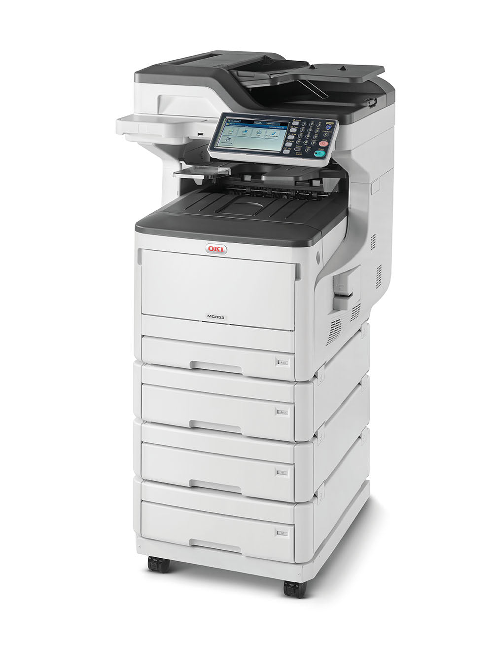 OKI MC853dnv – Farbiges Laser-MFP A3, 4-in-1 – LAN – Duplex, Duplex-ADF – 23 ppm S/W, 23 ppm Farbe