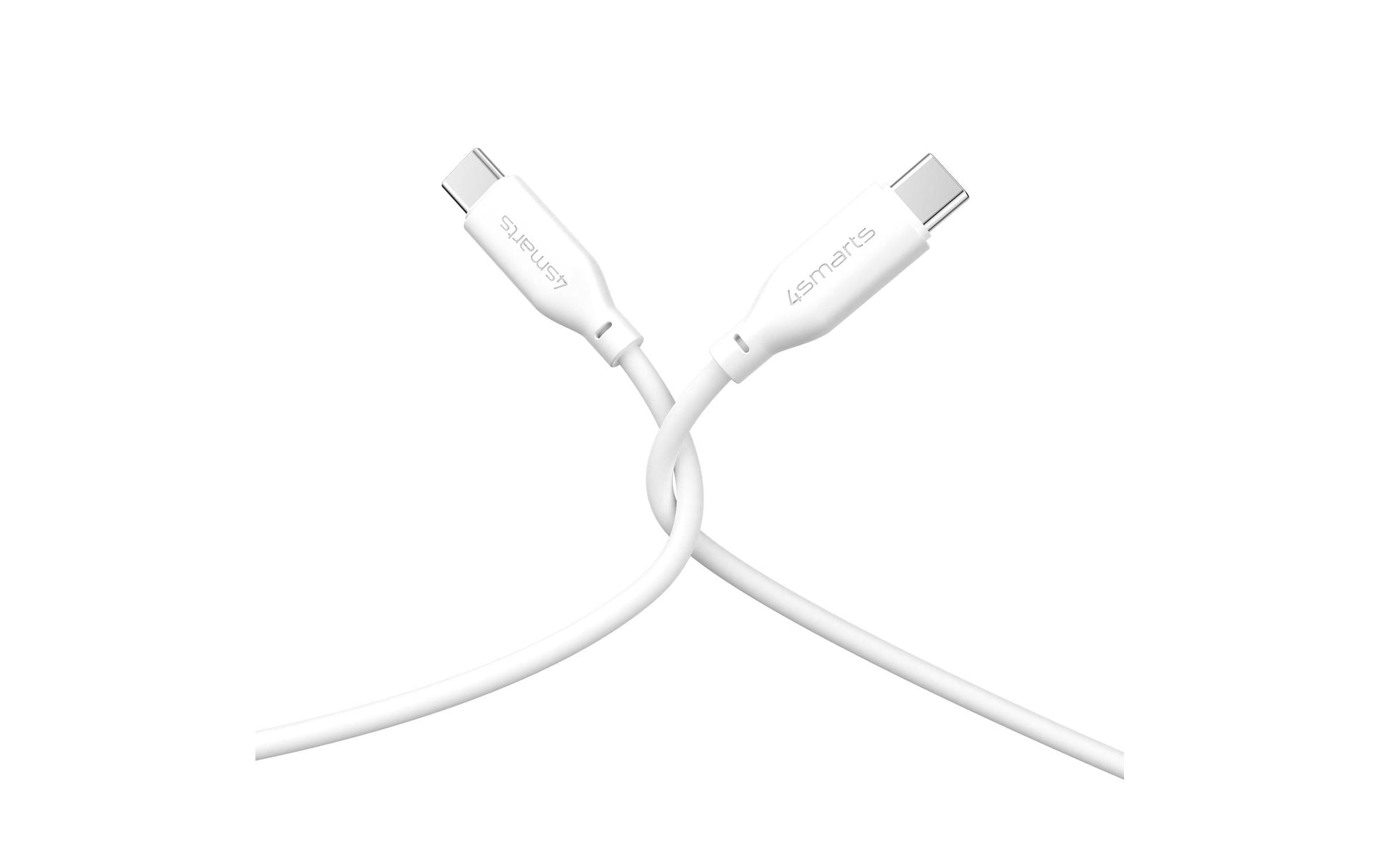 4smarts USB-C auf USB-C Kabel – USB 2.0 (480 Mbit/s) – 1,5 m – PD 60 W – TPE-Mantel – Weiss