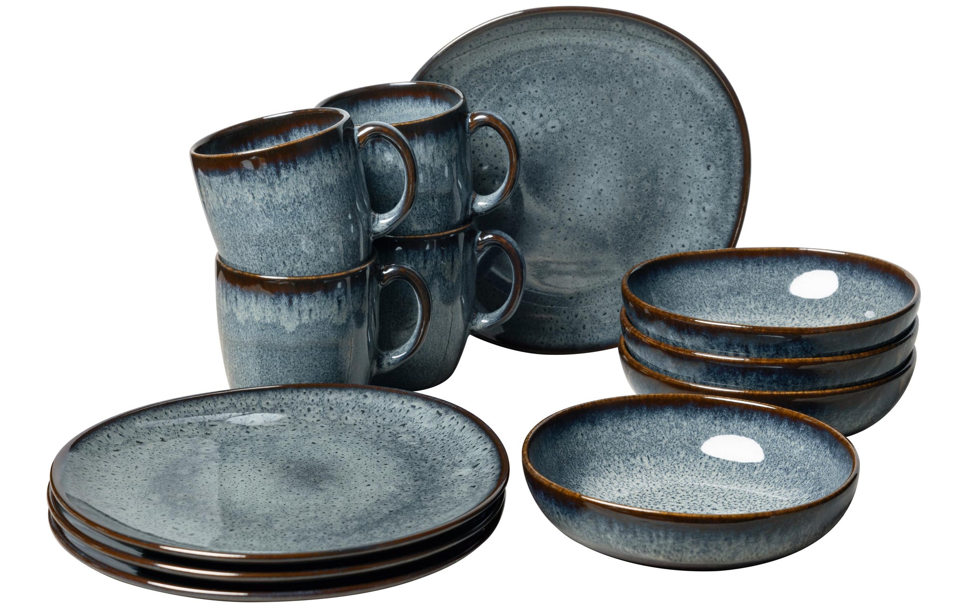 Villeroy & Boch Lave Speiseservice – Steingut, Grau, Spülmaschinenfest, Mikrowellengeeignet, 12-teilig