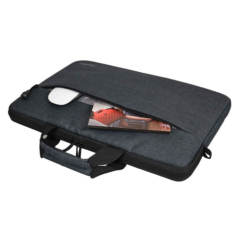 Port Designs Notebook-Tasche bis 15,6" – Gepolstertes Notebook-Fach, Schultergurt, Grau