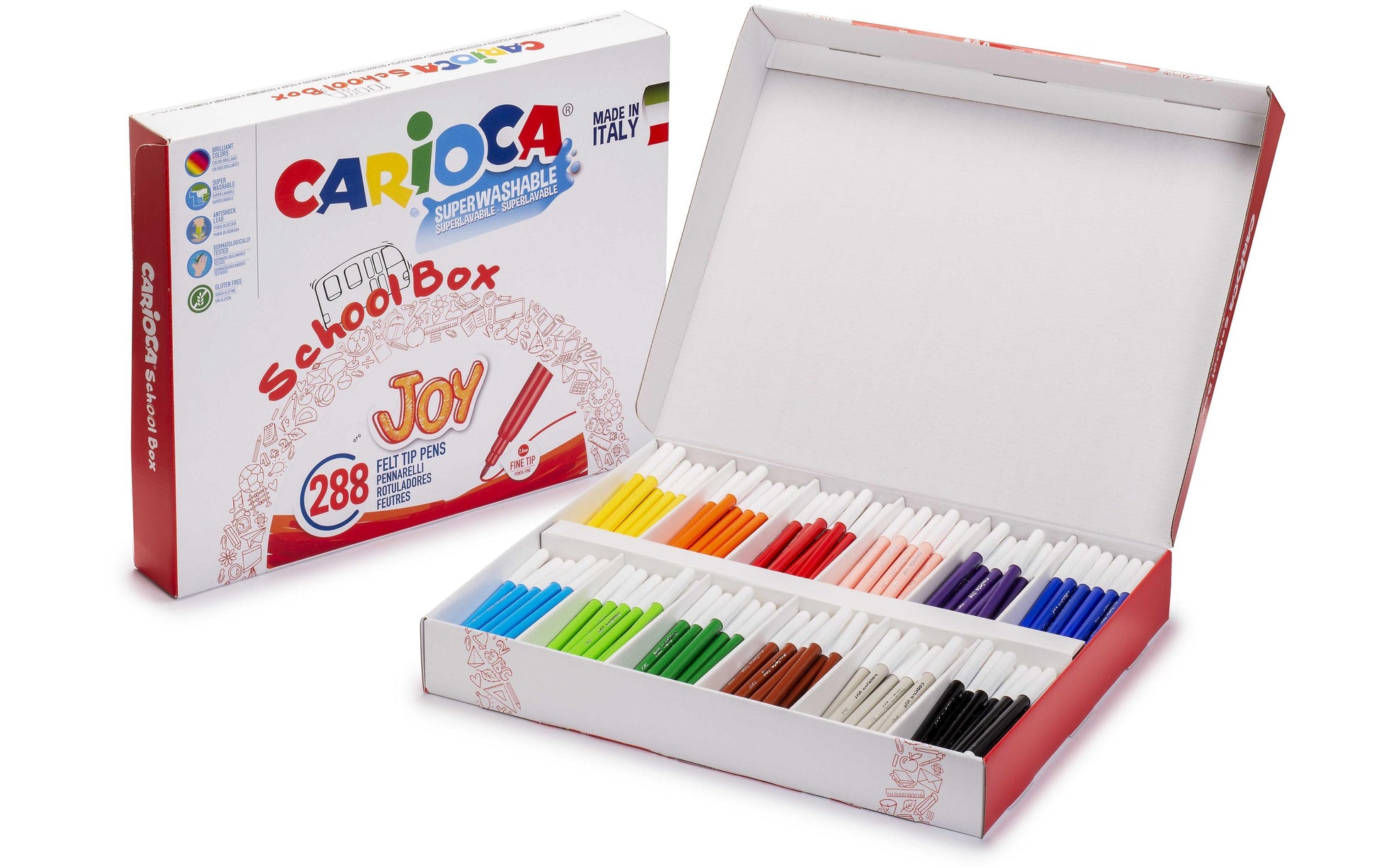 Carioca Fasermaler School Box Joy – 12 Farben, 2,6 mm Spitze