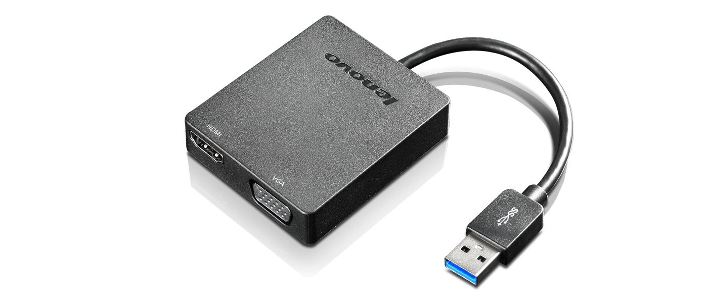 Lenovo PCG Adapter USB-A zu HDMI/VGA – USB 3.2 Gen 1 (5 Gbit/s), für Windows, Schwarz
