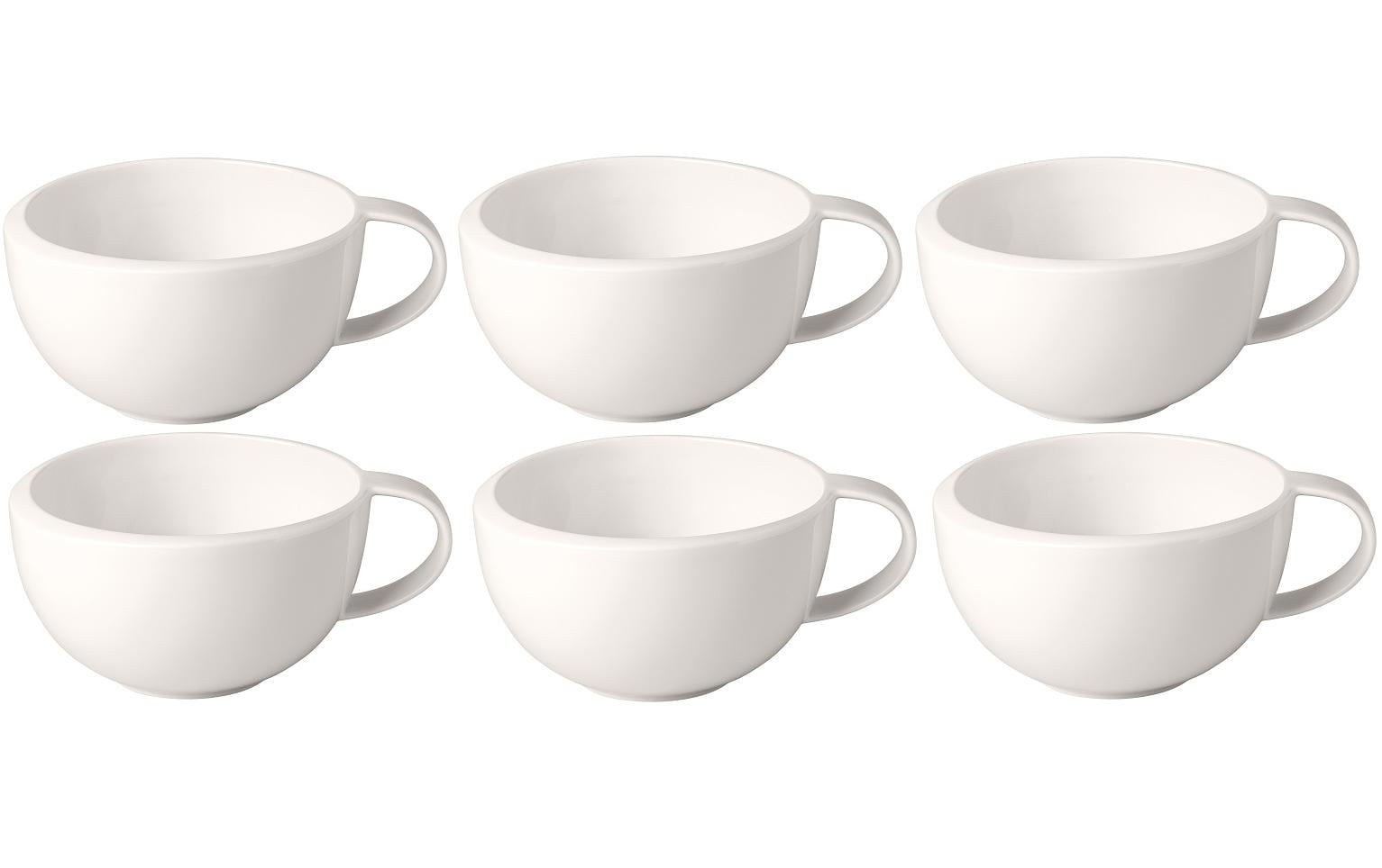 Villeroy & Boch New Moon Kaffeetasse – 0,29 l, Porzellan, Weiss, spülmaschinenfest, mikrowellenfest, 6 Stück