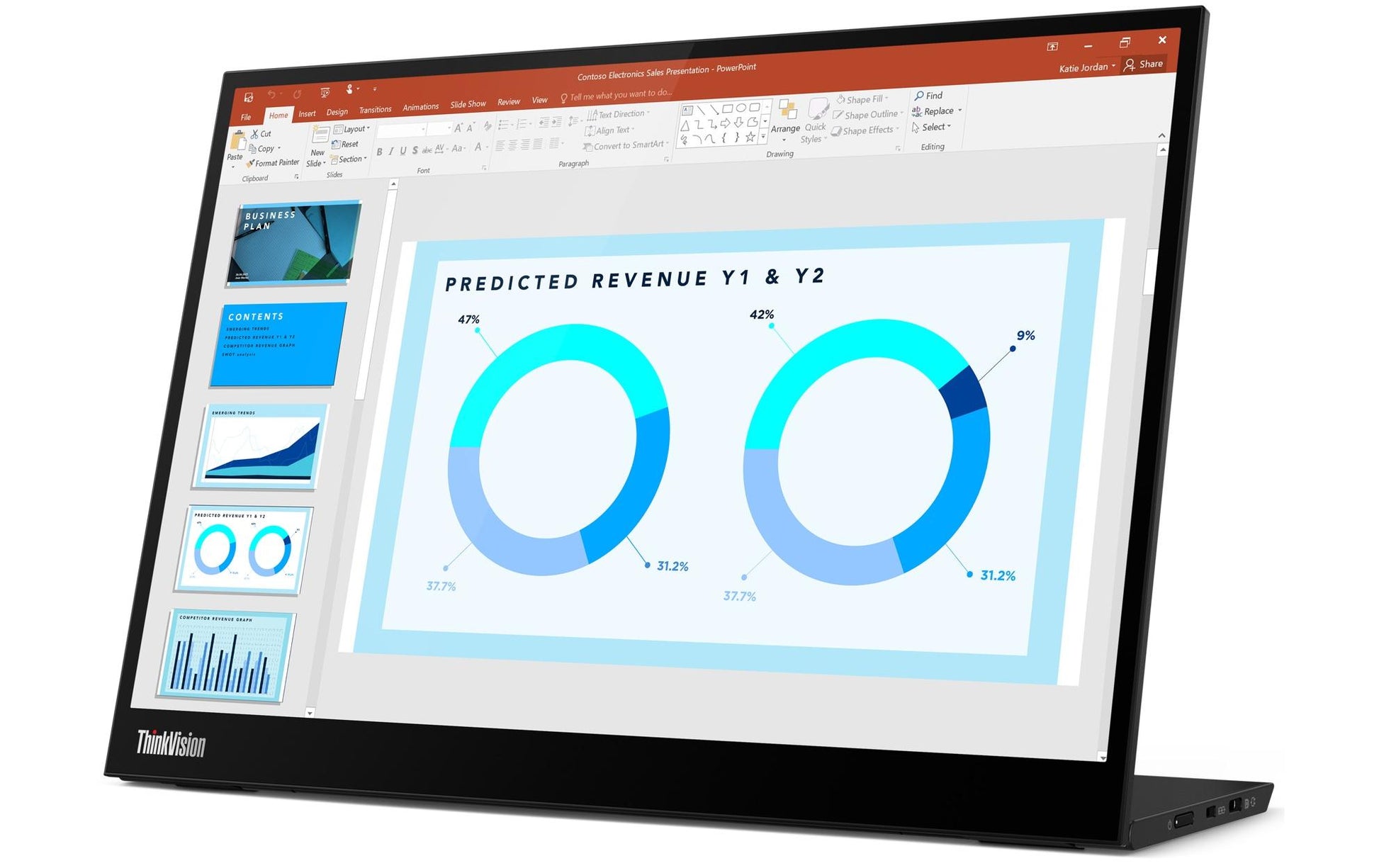 Lenovo M14 – Portabler Monitor, 14", 1920 × 1080 (Full HD), IPS, 2× USB-C, 300 cd/m²