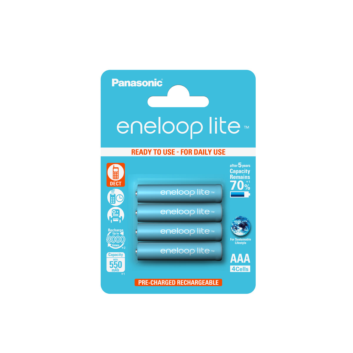 Panasonic eneloop lite BK-4LCCE/4BE Akku 1,2 V 550 mAh 0,66 Wh Ni-MH – für Geräte