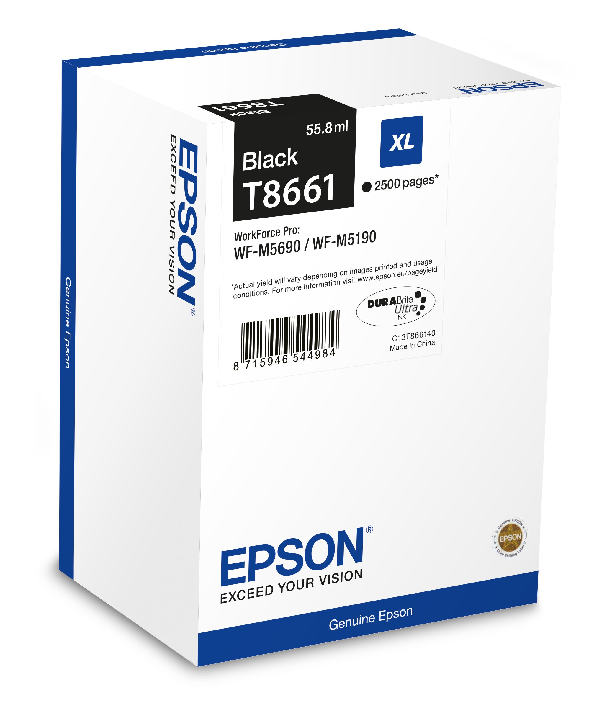 Epson Tintenpatrone T866140 (C13T866140), Schwarz, 2'500 Seiten – für WorkForce Pro WF‑M5690DWF, WF‑M5190DW